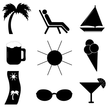 Beach vacation. Set of vector icons for your designのイラスト素材