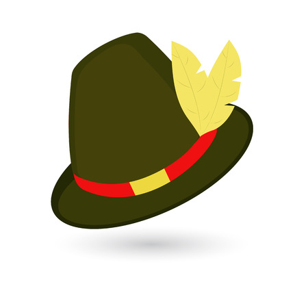 Oktoberfest hat. Traditional German hunting hat with featherのイラスト素材