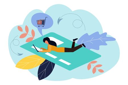 Vector illustration, flat style, online shopping, business concept, online purchase.のイラスト素材