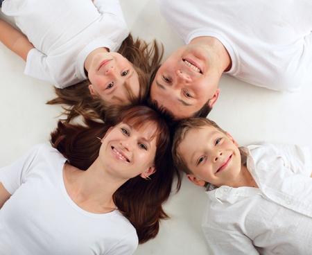Happiness family on the white background. Many happy families search in my portfolioの写真素材