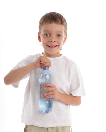 Boy with bottleの写真素材
