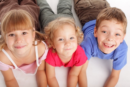 Happy children isolated on a white backgroundの写真素材