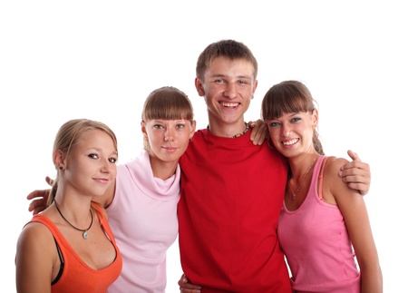 Happiness young people on white backgroundの写真素材