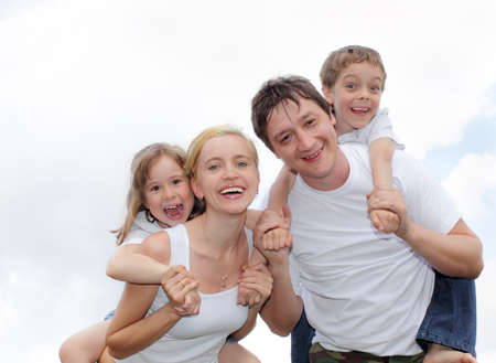 Happiness family with two children の写真素材