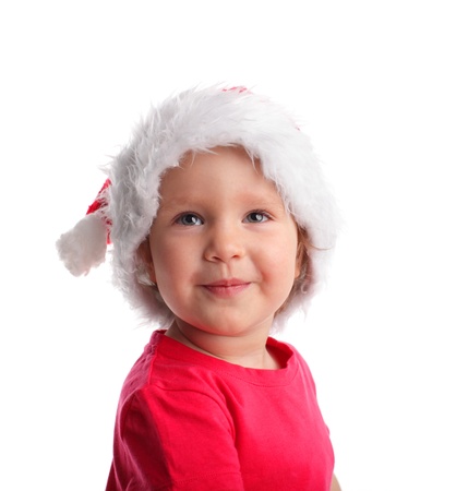 Happy little santa on the white の写真素材