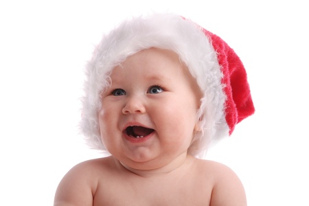 Baby child in a Christmas hat 5の写真素材