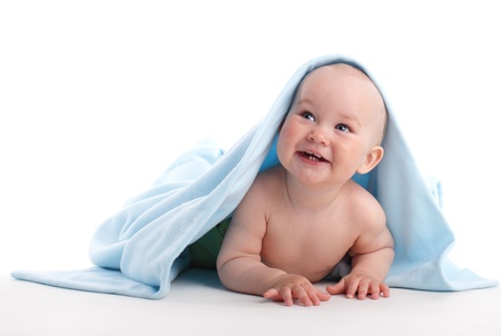Happiness baby under towelの写真素材