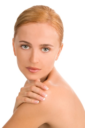 Beautiful female face and body の写真素材