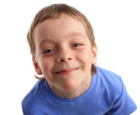 Happiness boy on the white backgroundの写真素材