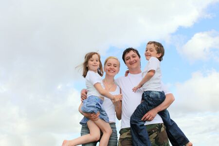Happiness family with two children の写真素材