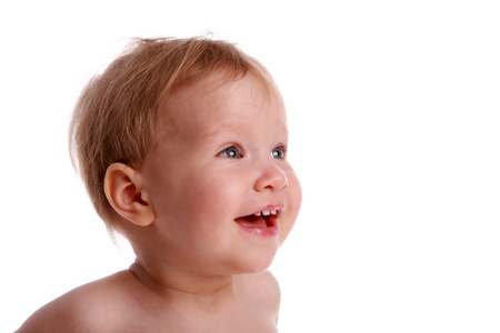 Happy child on a white backgroundの写真素材
