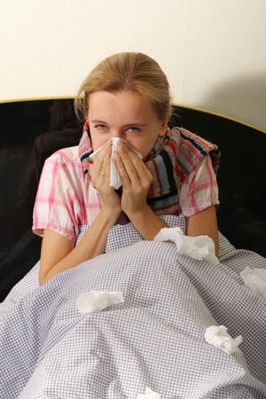 Chilled woman in bed 3の写真素材