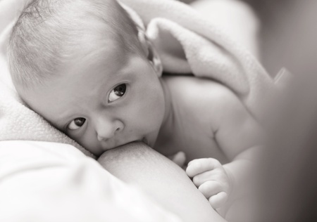 Mother breastfeeding the little babyの写真素材