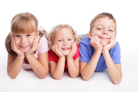 Happy children isolated on a white backgroundの写真素材