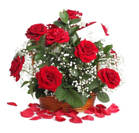 Bouquet rose isolated on white の写真素材