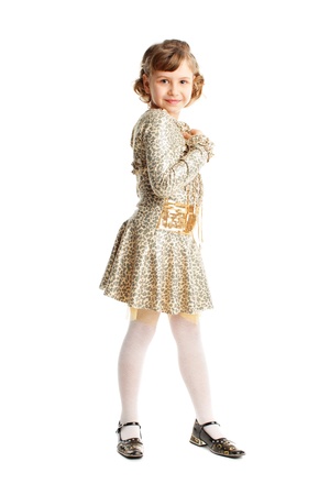 Beautiful little girl isolated on white backgroundの写真素材