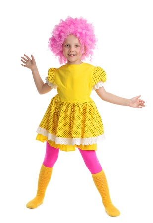 Beautiful little girl in yellow sundressの写真素材