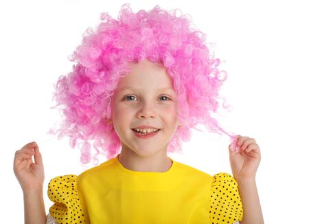 Beautiful little girl in yellow sundressの写真素材
