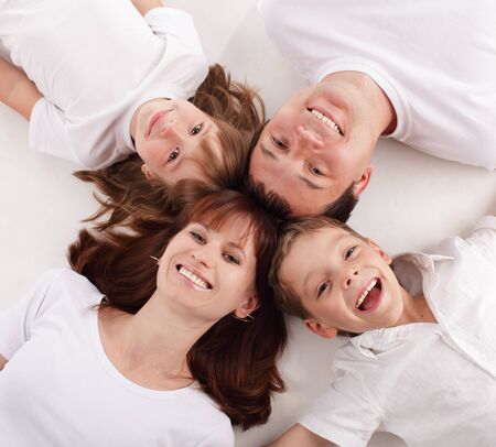 Happy family with two childrenの写真素材