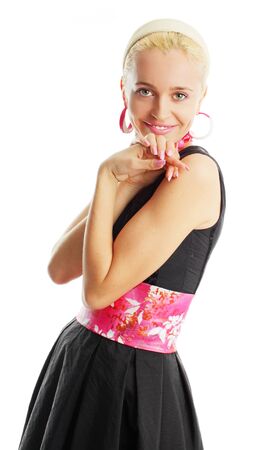 Beautiful woman in a retro styleの写真素材