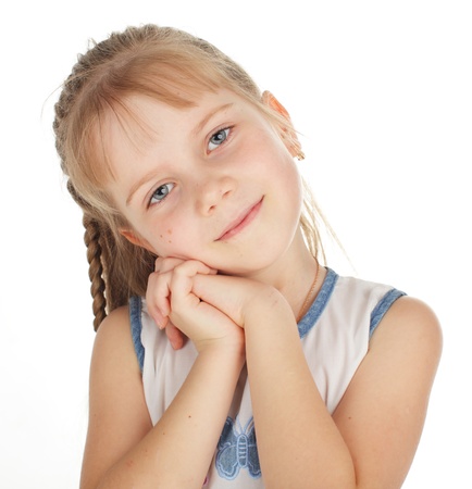 Beautiful girl isolated on white backgroundの写真素材