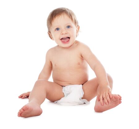 Beautiful baby isolated on white backgroundの写真素材