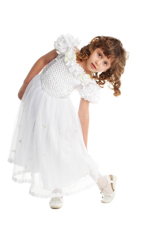 Beautiful little girl isolated on white backgroundの写真素材