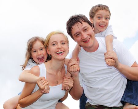 Happiness family with two children の写真素材