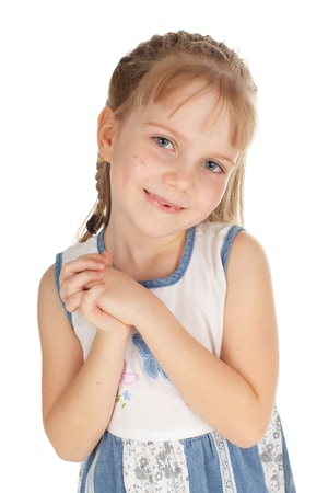 Beautiful girl isolated on white backgroundの写真素材