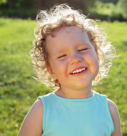 Beautiful happiness curly girlの写真素材