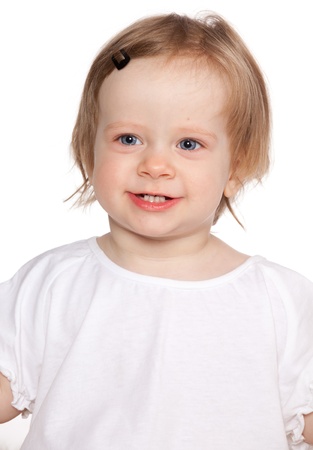 Beautiful baby on white backgroundの写真素材