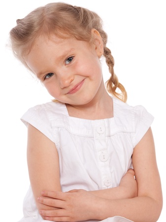 Little girl isolated on whiteの写真素材
