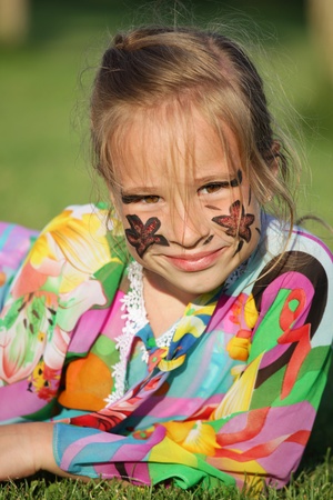 Beautiful girl with a body paintingの写真素材