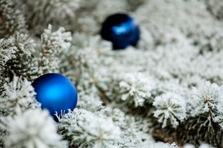 Christmas winter background. Ornaments ballの写真素材