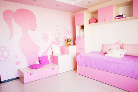 Interior of a child. Interior nursery for girl. Nobodyの写真素材