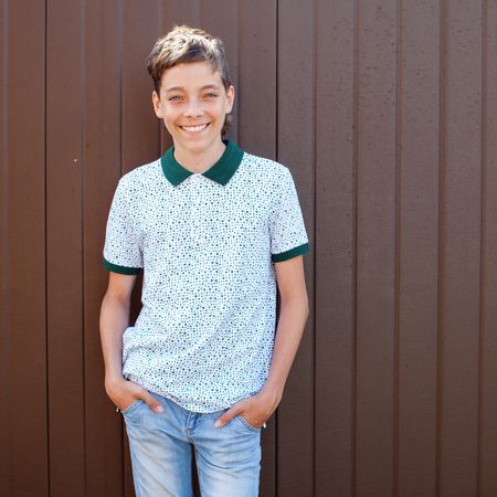 Smiling teen outdoors at summerの写真素材