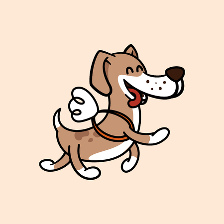 happy dog flies on the wings, the logo of a cheerful petのイラスト素材