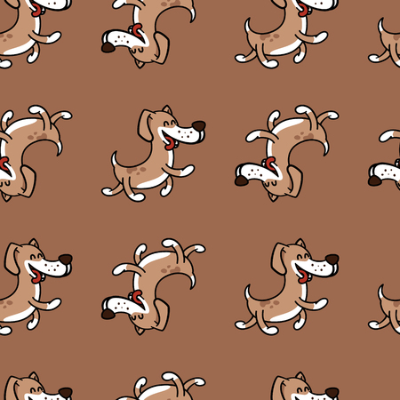 cheerful dog jumping with happiness, texture on a childrens themeのイラスト素材