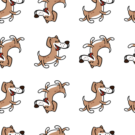 cheerful dog jumping with happiness, texture on a childrens themeのイラスト素材