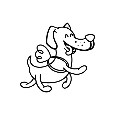 happy dog flies on the wings, illustration coloring pages for childrenのイラスト素材