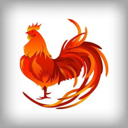 Red rooster, symbol of 2017 on the Chinese calendar.のイラスト素材