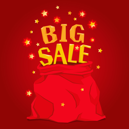 Full Santa Claus bag with big Christmas sale.のイラスト素材