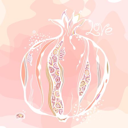 Background with pastel stylized pomegranate. Vectorのイラスト素材