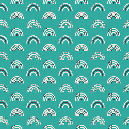 Seamless pattern with hand drawn boho rainbowのイラスト素材
