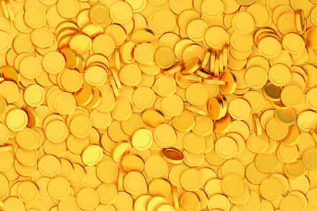 Group of 3d gold coins backgroundの写真素材