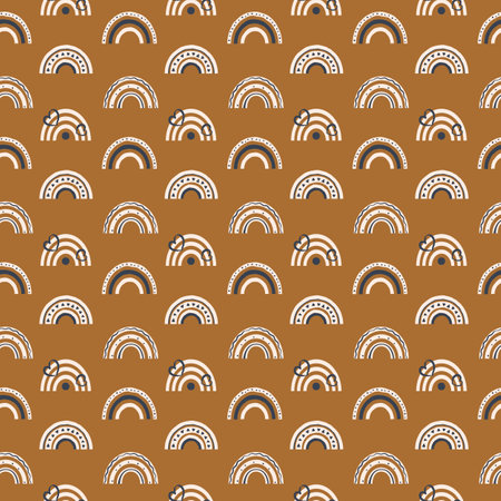 Seamless pattern with hand drawn boho rainbowのイラスト素材