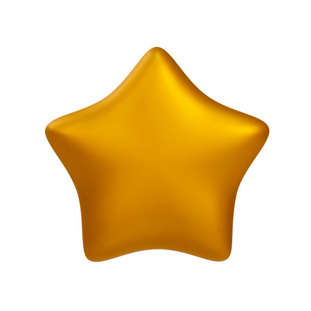 Realistic 3d yellow gold dlitter star. Customer rating feedback concept and achievement for game. Vector illustrationのイラスト素材