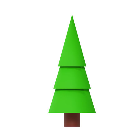 Green spruce, pine and Christmas tree icon. Holiday and camping object element isolated on white background. 3d render vector illustrationのイラスト素材