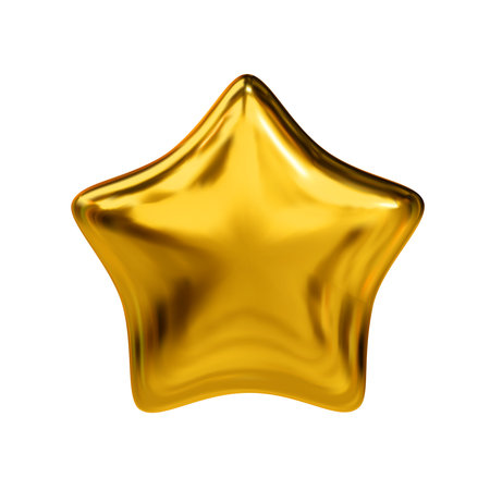 Realistic 3d yellow glossy star. Customer rating feedback concept and achievement for game. Vector illustrationのイラスト素材