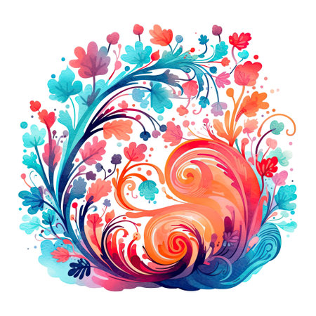 Watercolor abstract nature, the organic beauty of swirling pattern and vibrant colors in nature's tapestry, isolated background. Generative AIの素材
